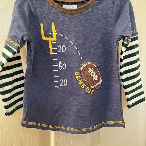 Mud Pie Game On Football Applique Tee Long Sleeve Boys Size S 12-18 Months NWT - Picture 3 of 9